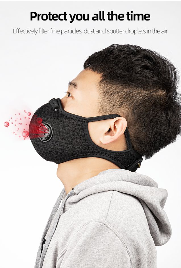 ROCKBROS-Cycling Face Mask Filter PM2.5 Anit-fog Breathable Dust