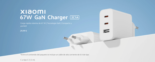 Xiaomi Cargador - 67W Gan Charger 2C1A - Imagen 2