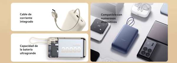 Xiaomi 33w Power Bank 20000mAh cable integrado - Imagen 3