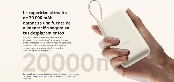 Xiaomi 33w Power Bank 20000mAh cable integrado - Imagen 7